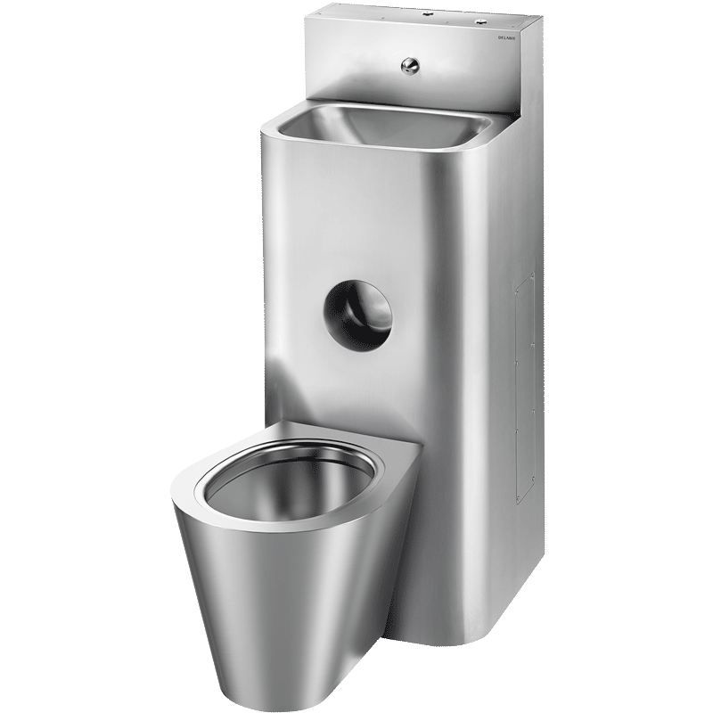 KOMPACT - Combinație lavoar si WC din inox, antivandalism, varianta cu WC central