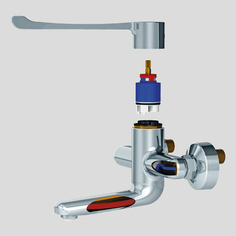 Sequential mechanical basin mixer