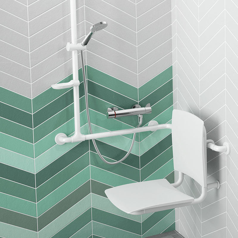 Comfort shower seat to hang on grab bars