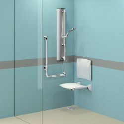 L-shaped stainless steel grab bar, bright, H. 750mm