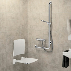 L-shaped stainless steel shower grab bar, bright, H. 1,150mm