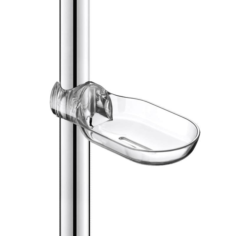 Clip-on sliding soap dish for shower rails, ¯ 25mm and 32mm