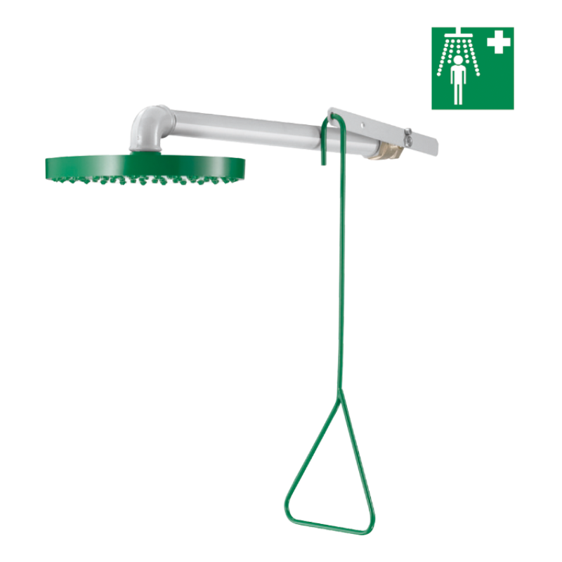 Wall-mounted safety shower