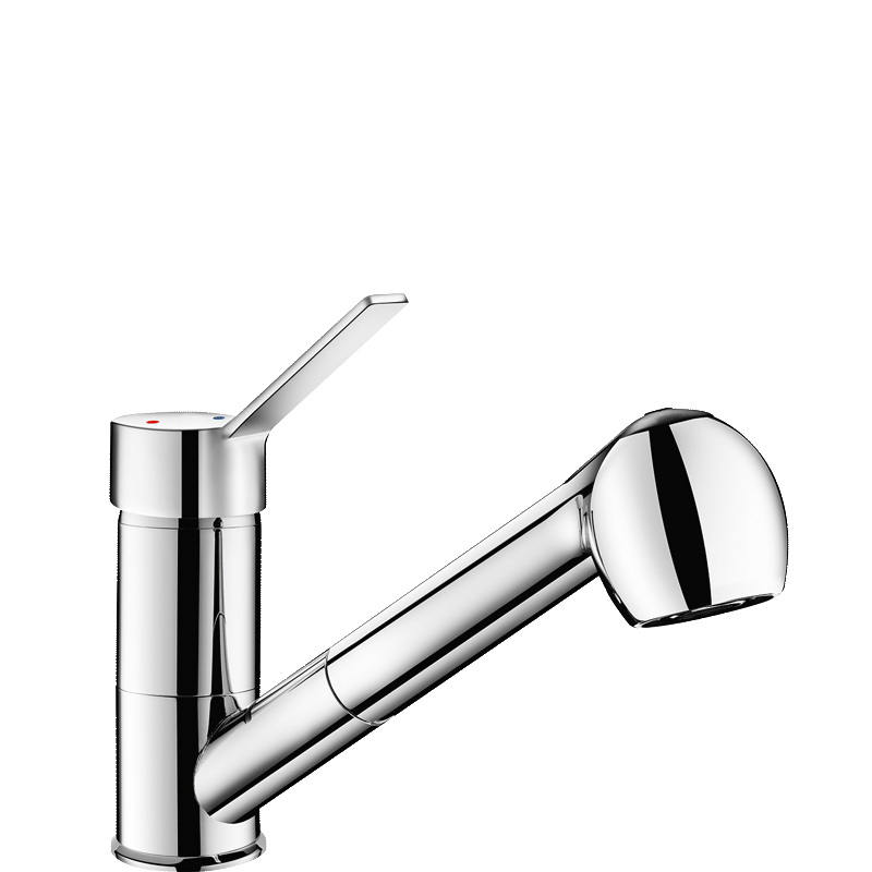 Pressure-balancing mixer with retracting hand spray