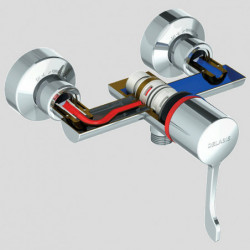 Sequential thermostatic shower mixer