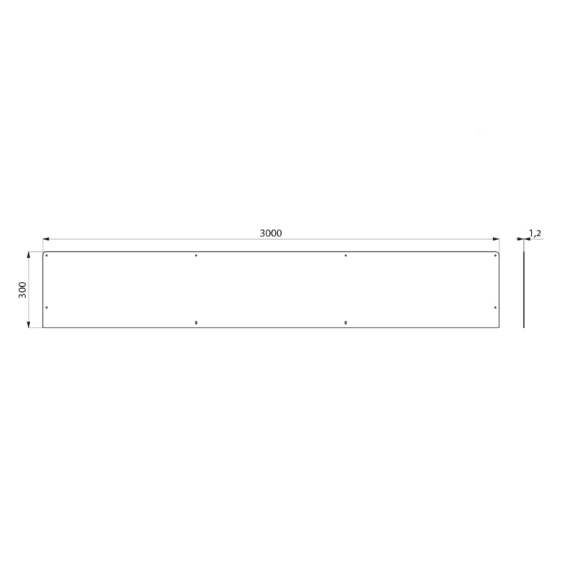 3000mm splashback for lavabo CANAL wash trough - scheme