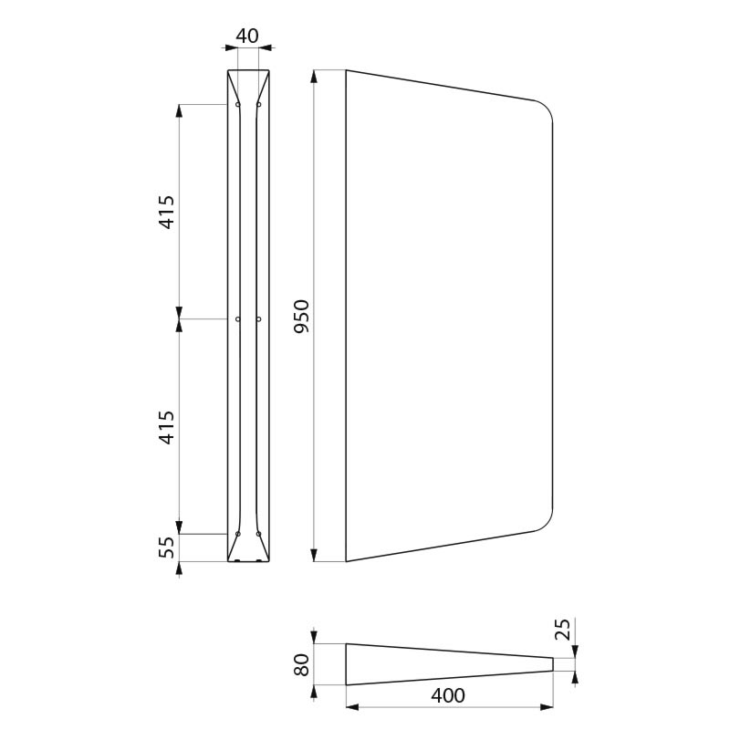 LISO XL urinal divider for wall-mounting - scheme