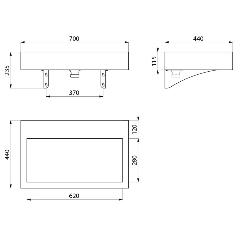 AQUEDUTO wall-mounted washbasin - scheme