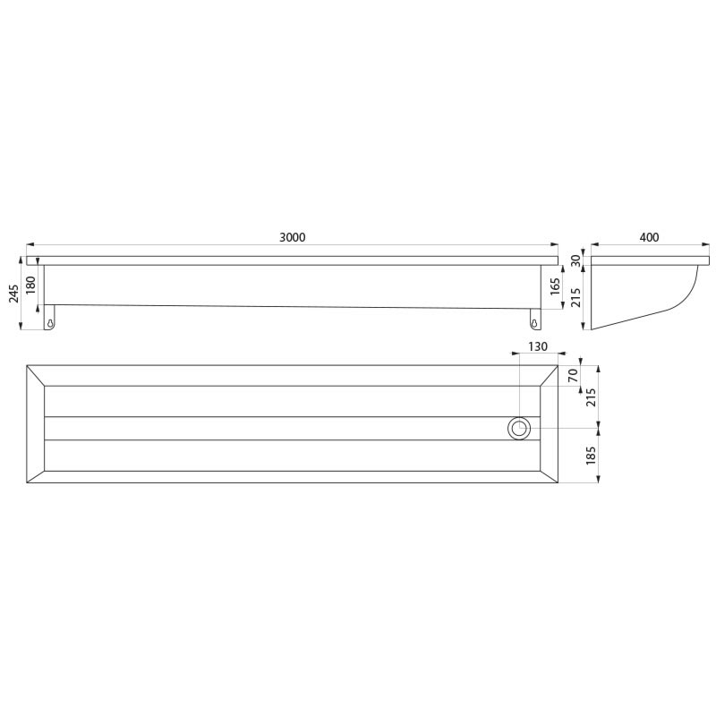 Wall-mounted CANAL wash trough - scheme