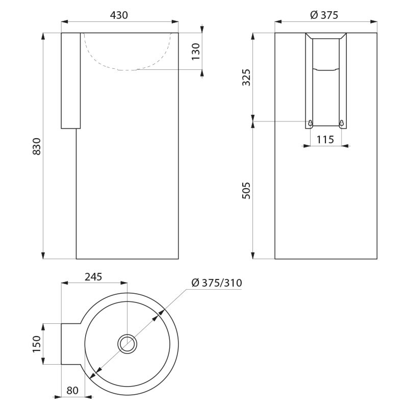 REDO-T floor-standing washbasin - scheme