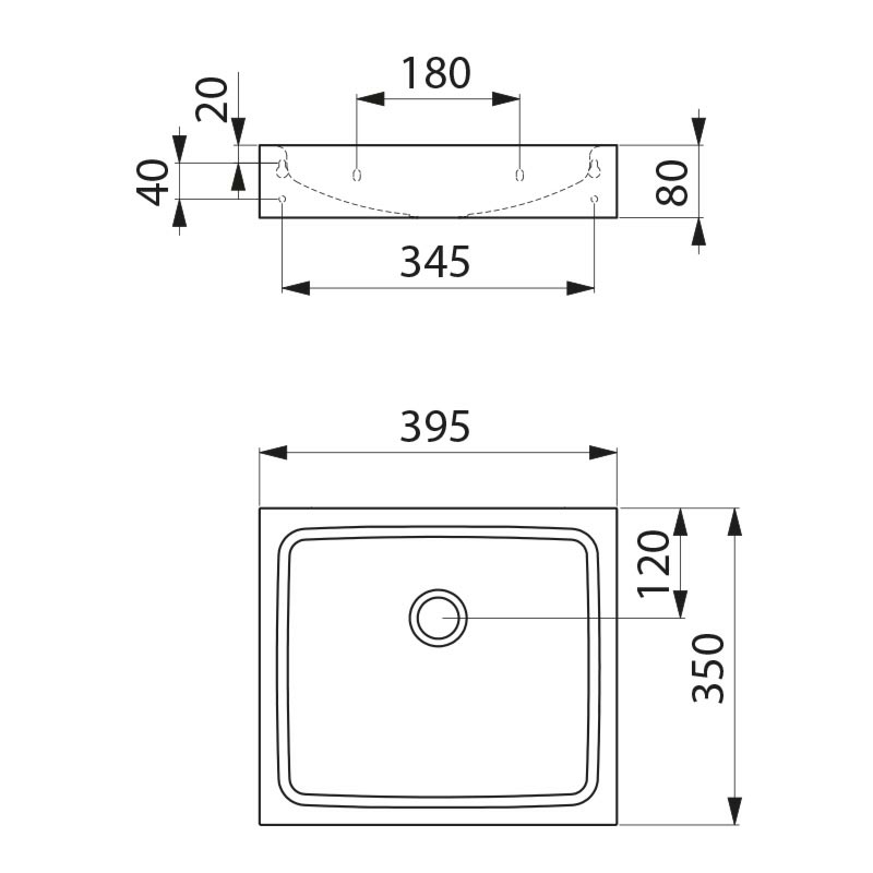 UNITO wall-mounted washbasin - scheme