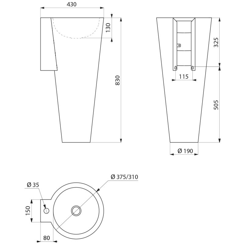 BAILA floor-standing washbasin - scheme
