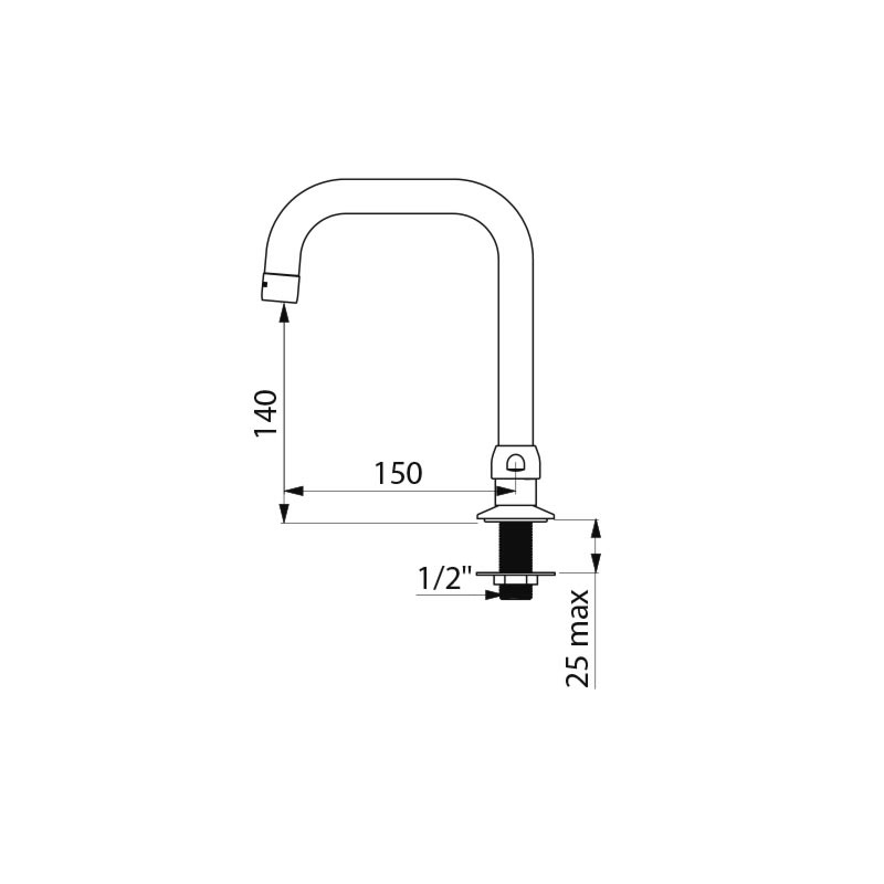 Swivelling, tubular spout - scheme