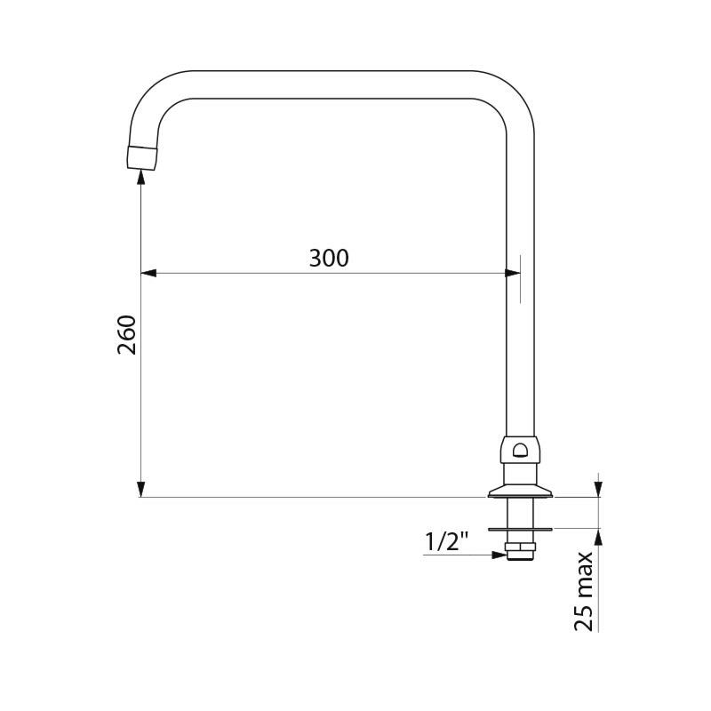 Deck-mounted, swivelling, tubular spout H. 260mm L. 300mm - scheme