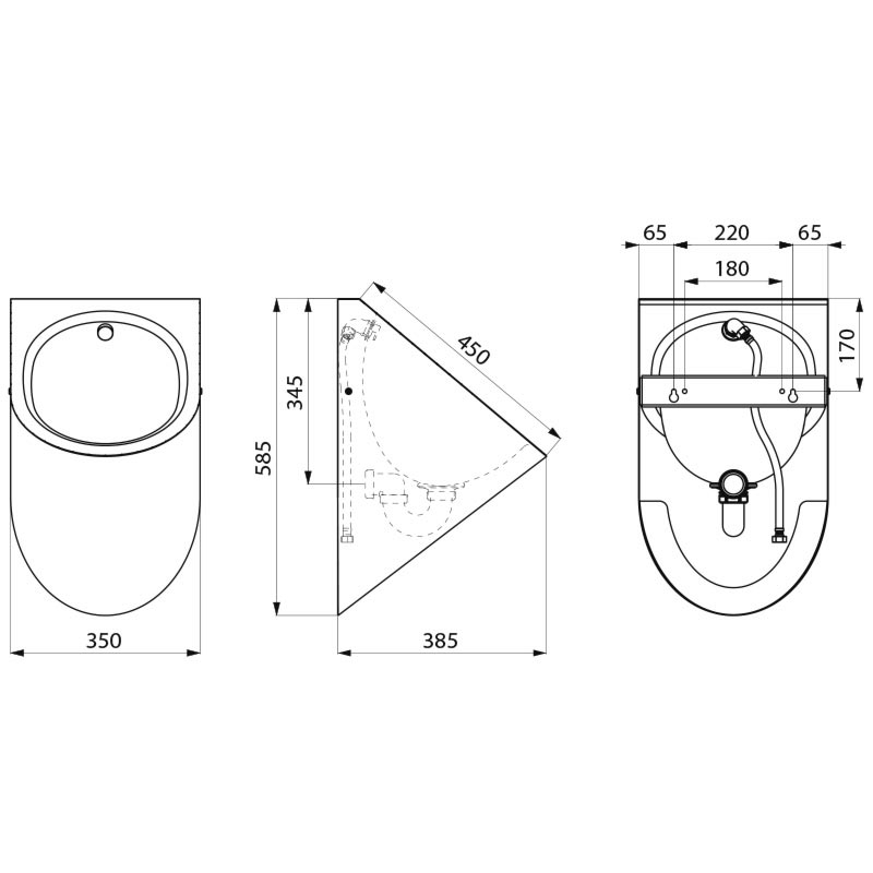 DELTA wall-hung urinal - scheme
