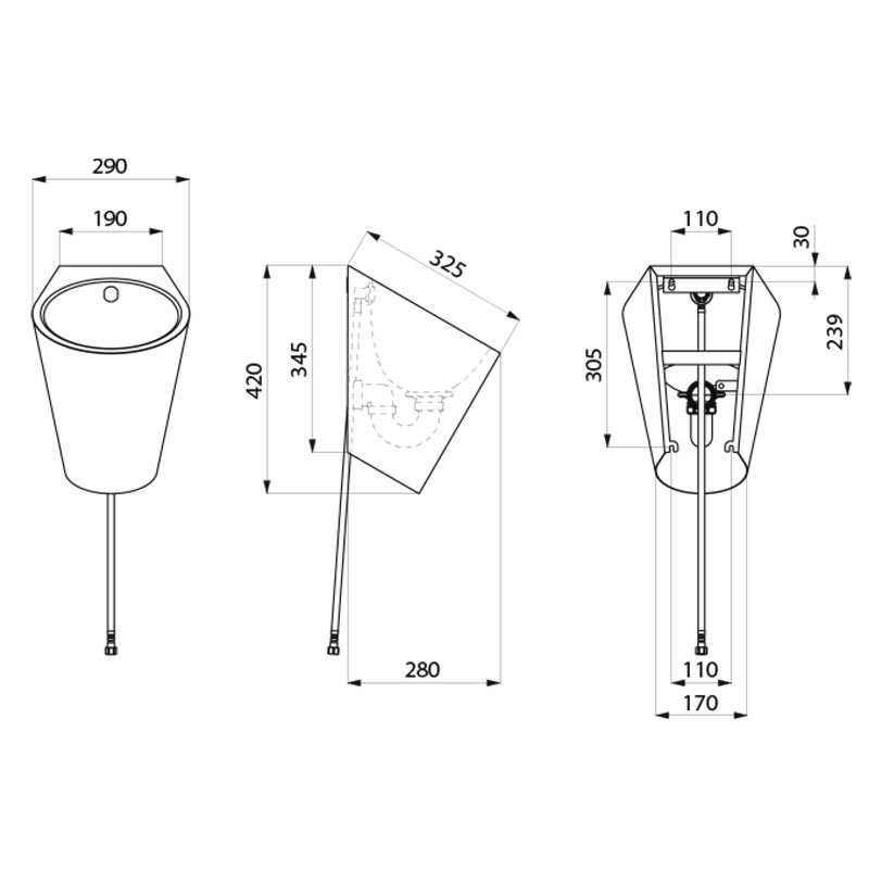 FINO wall-hung urinal - scheme