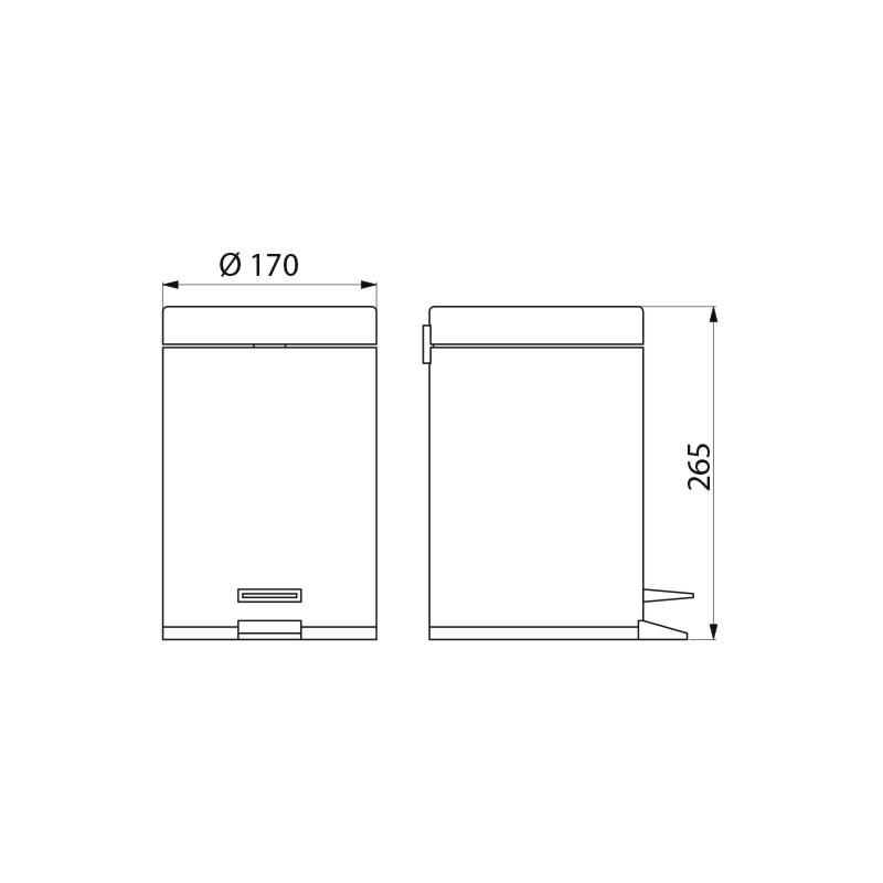 Round pedal bin, stainless steel, 3 litres - scheme