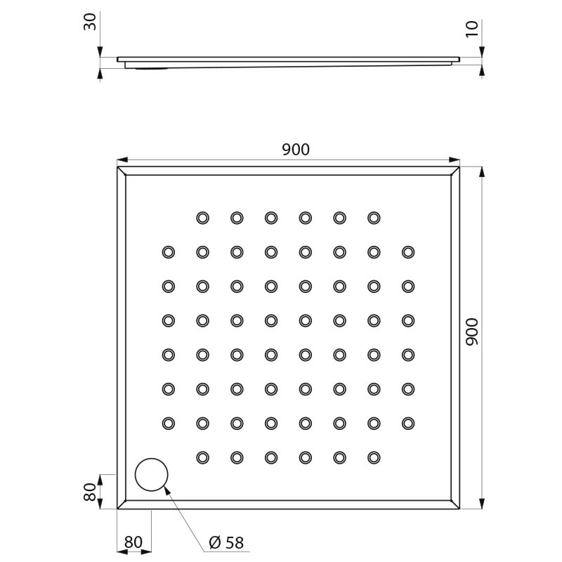 PMR recessed shower tray - scheme