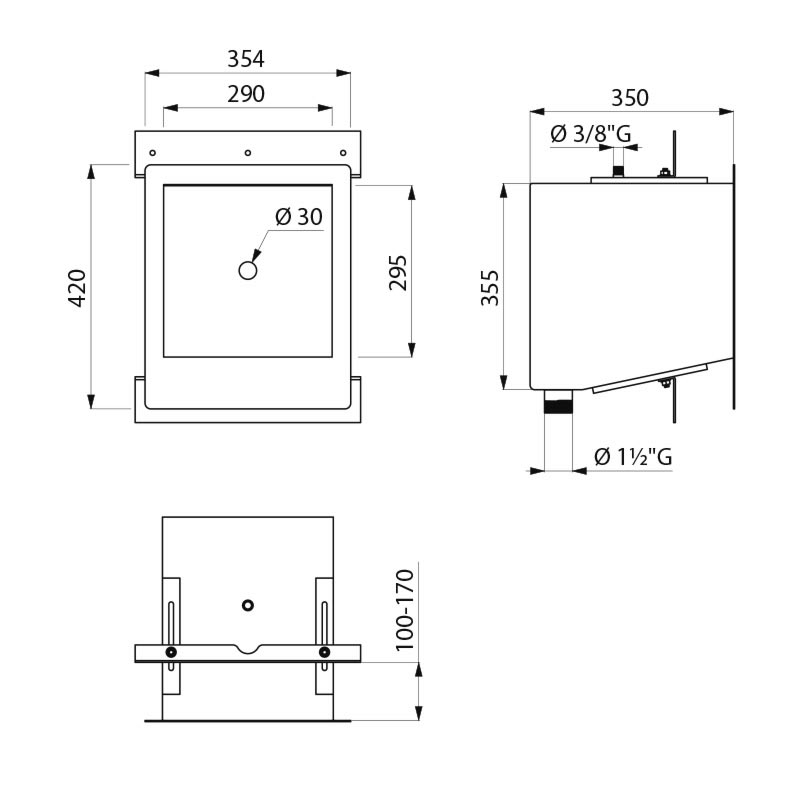 COMMISSARIAT stainless steel washbasin for recessed installation - scheme
