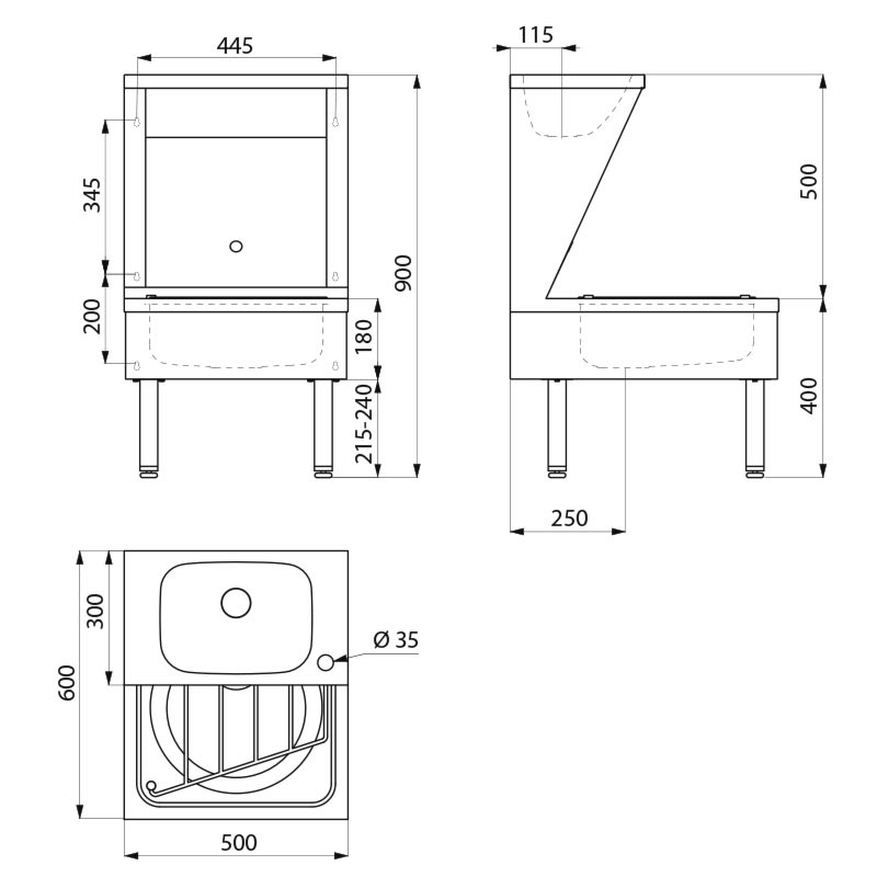 Floor-standing janitorial unit - scheme