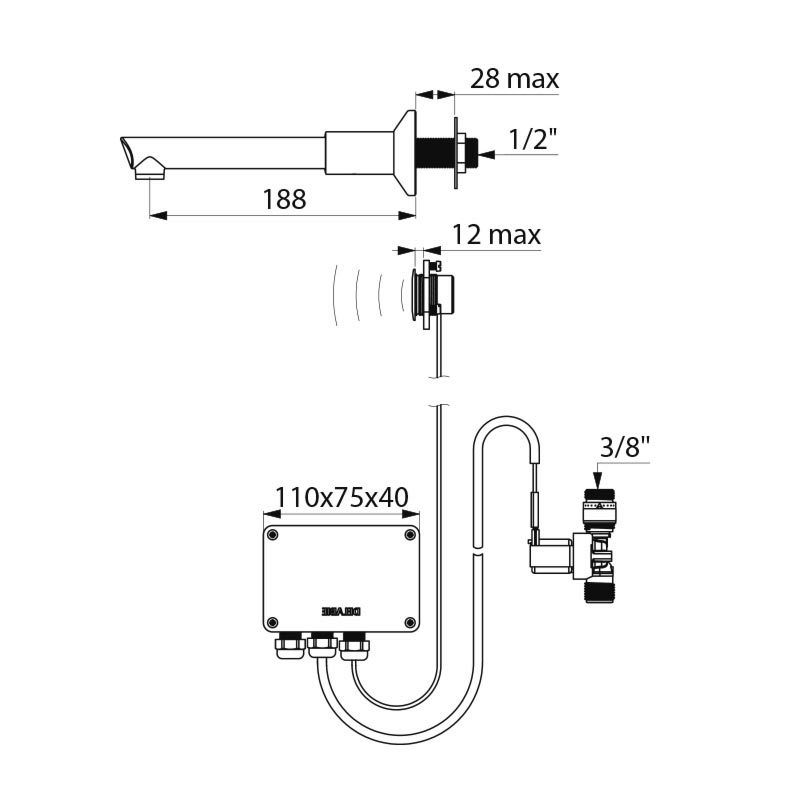 TEMPOMATIC electronic tap with removable BIOCLIP spout - scheme