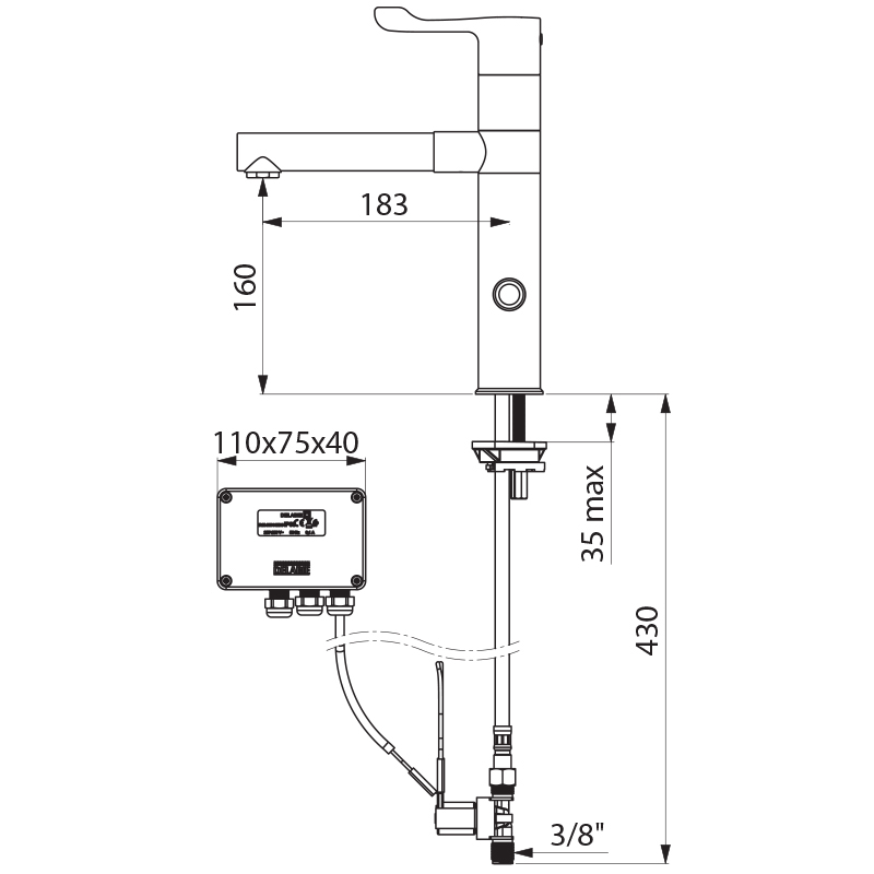 TEMPOMATIC MIX electronic mixer with removable BIOCLIP spout - scheme