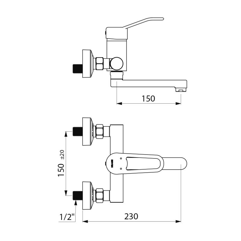 SECURITHERM EP pressure-balancing basin mixer - scheme