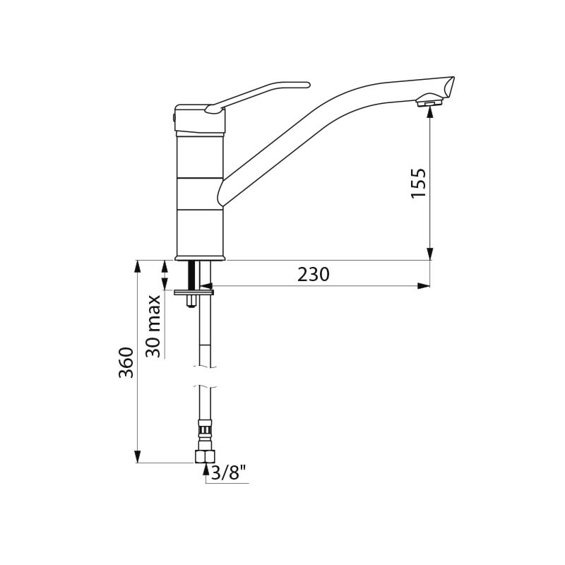 Mechanical mixer for sinks or troughs - scheme