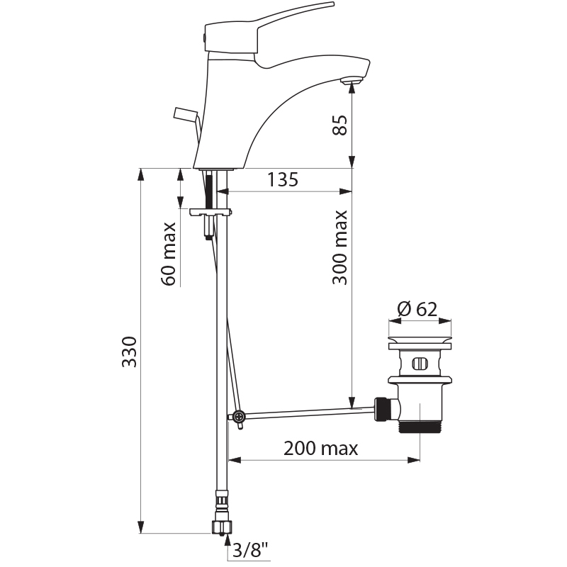SECURITHERM EP pressure-balancing basin mixer - scheme