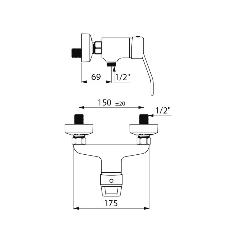 Mechanical shower mixer - scheme