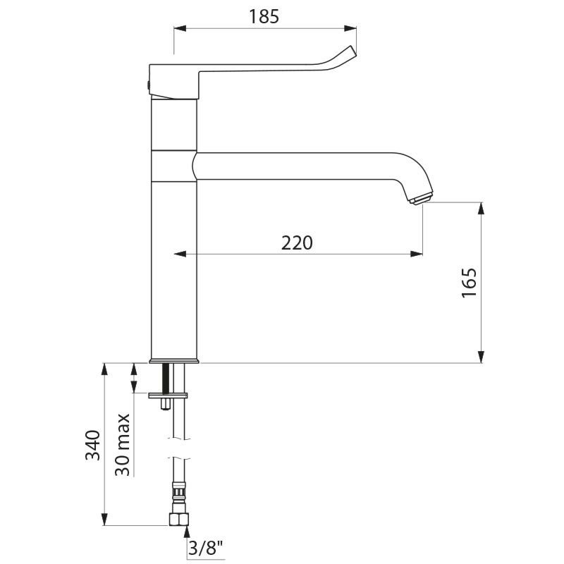 Mechanical mixer for sinks or troughs - scheme