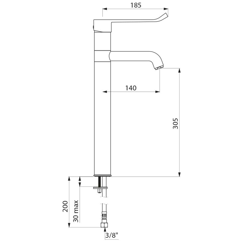 Mechanical mixer for sinks or troughs - scheme