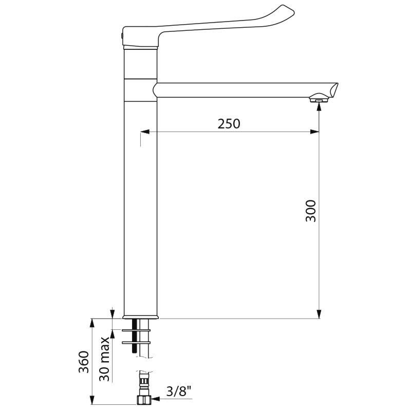 Mechanical mixer for sinks or troughs - scheme