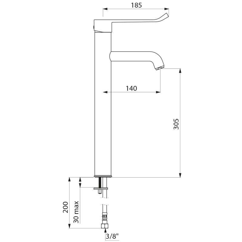 Mechanical mixer for sinks or troughs - scheme