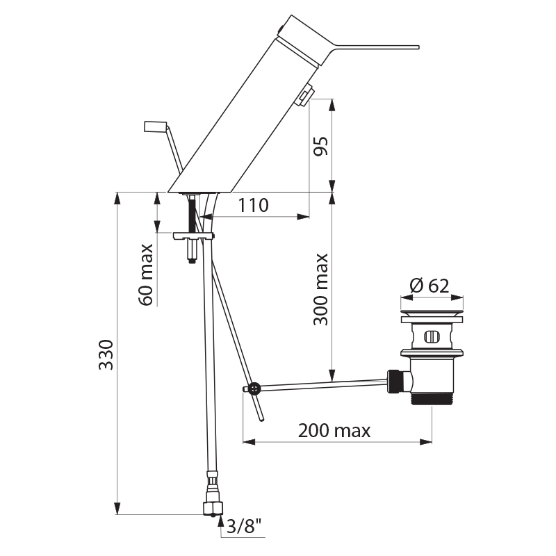 SECURITHERM EP BIOSAFE pressure balancing basin mixer - scheme
