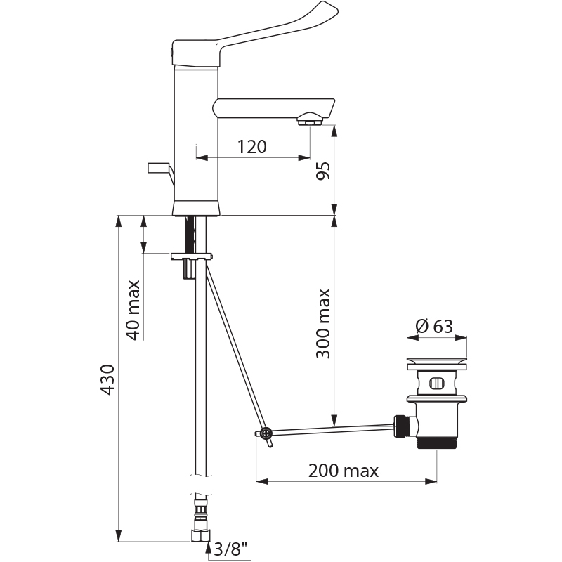 SECURITHERM EP pressure-balancing basin mixer - scheme