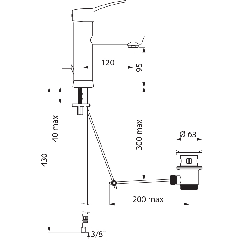 SECURITHERM EP pressure-balancing basin mixer - scheme