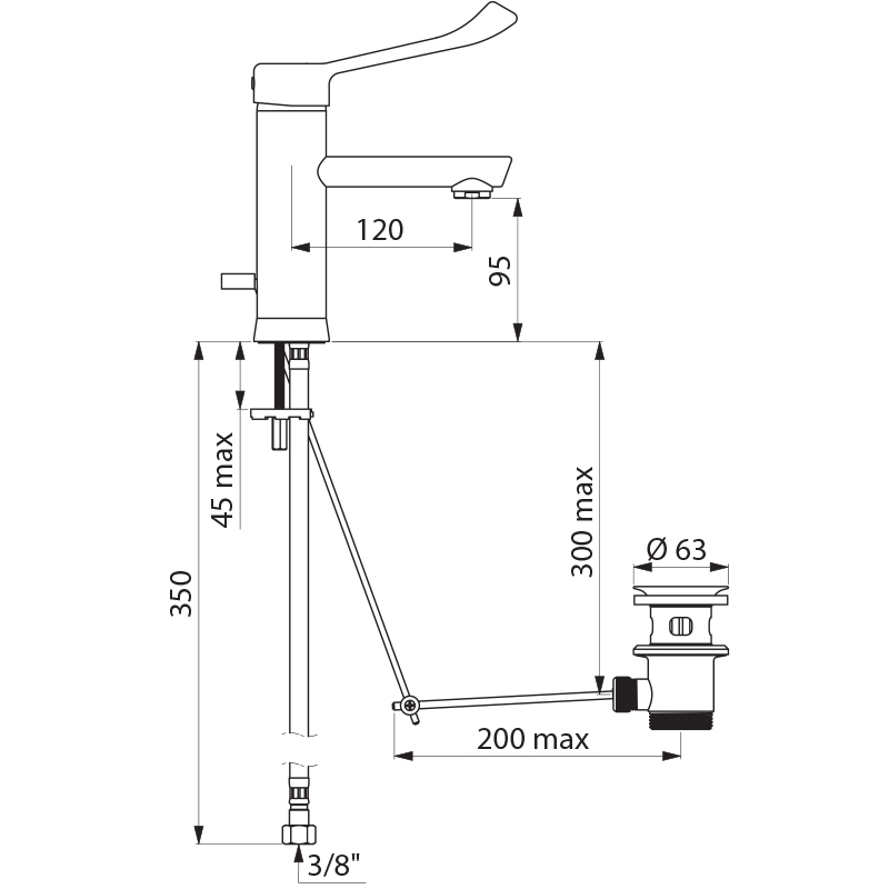BIOCLIP mechanical basin mixer - scheme