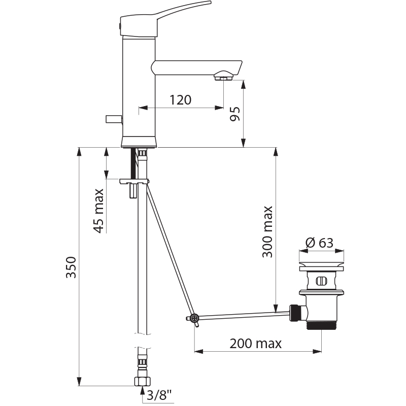 SECURITHERM EP BIOCLIP pressure-balancing basin mixer - scheme