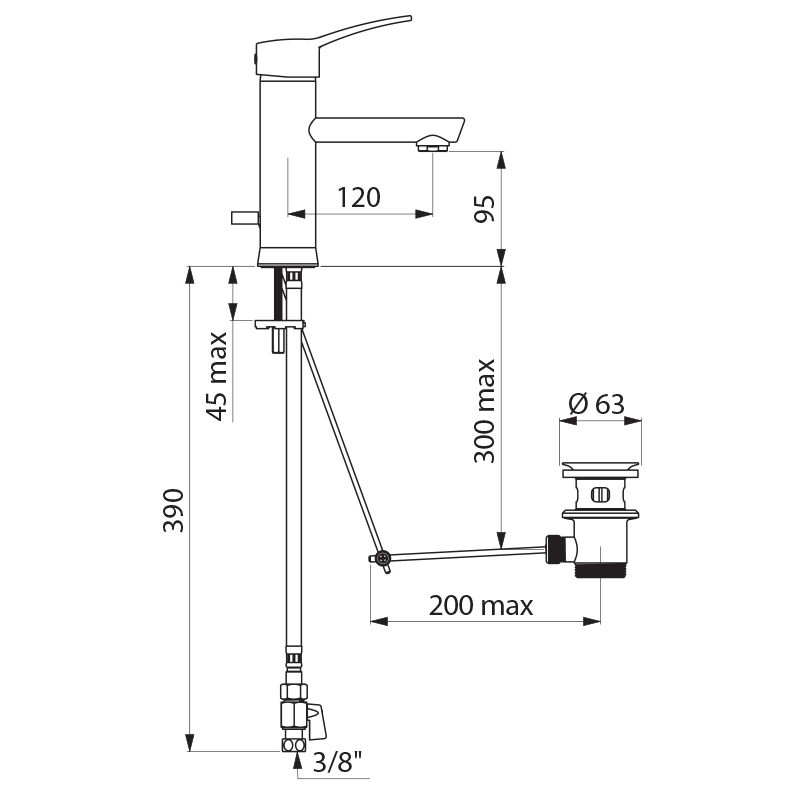 SECURITHERM EP BIOCLIP pressure-balancing basin mixer - scheme