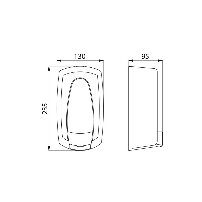 Wall-mounted liquid soap dispenser, 0.9 litres - scheme