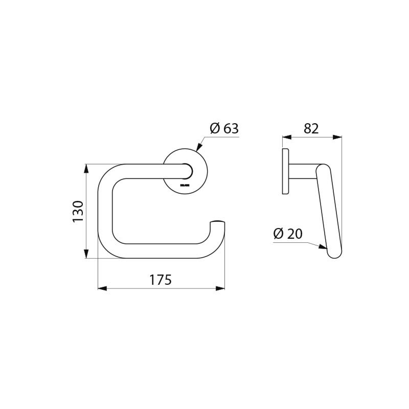U-shaped toilet roll holder with spindle - scheme