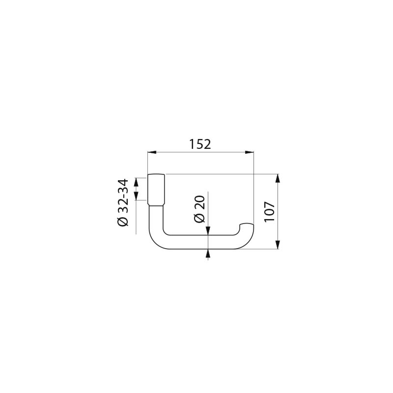 Toilet roll holder with spindle for ¯ 32mm and ¯ 34mm grab bars, white - scheme