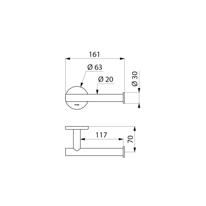 Wall-mounted toilet roll holder, or for spares - scheme