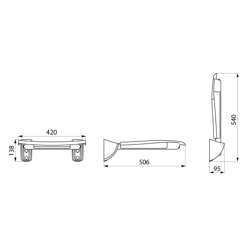 Lift-up Comfort shower seat - scheme