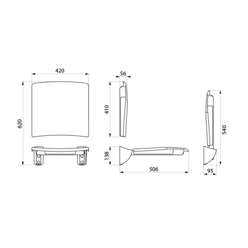 Lift-up Comfort shower seat with backrest - scheme