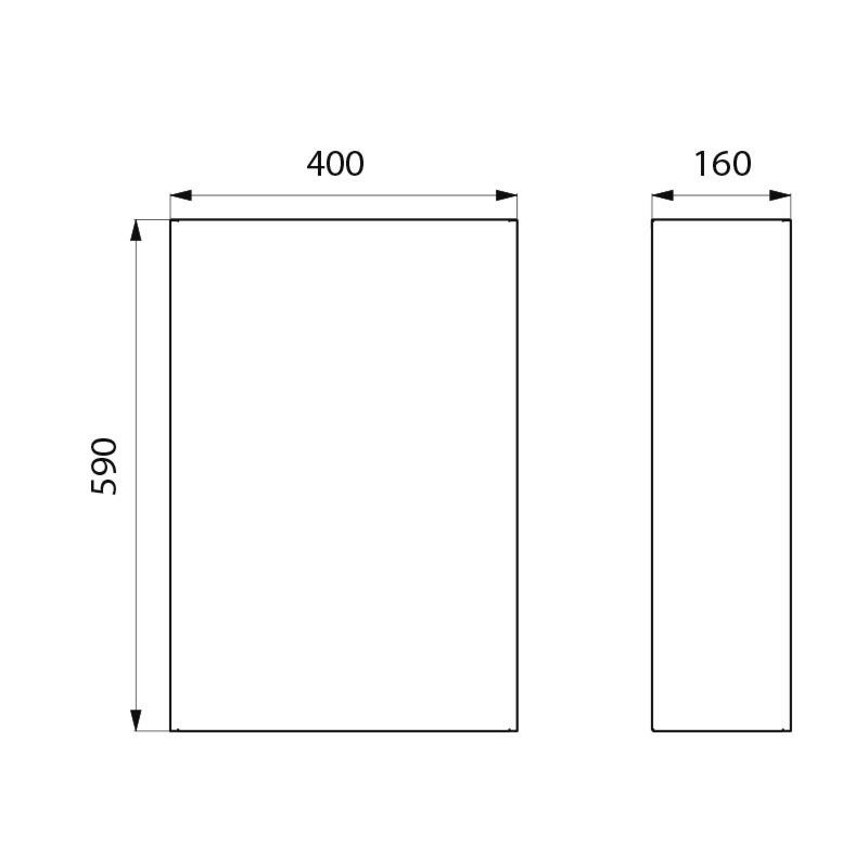 Wall-mounted 304 stainless steel bin, 38 litres - scheme