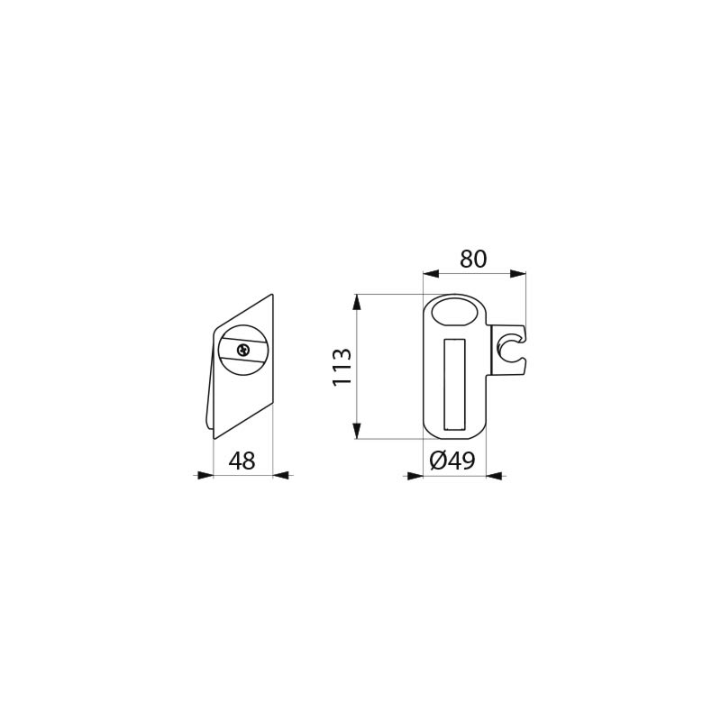 Be-Line¨ matte white sliding shower head holder - scheme