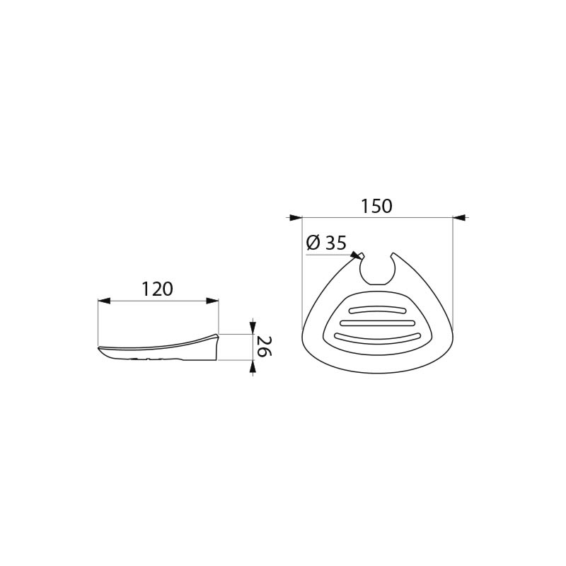 Be-Line¨ matte white sliding soap dish for riser rails, white - scheme