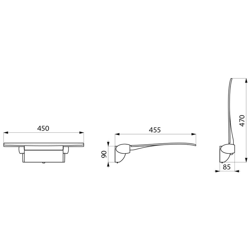 Be-line lift-up shower seat - scheme